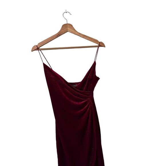 Rampage Vintage Y2K Velour Red Velvet Faux Wrap Rhinestone Mini Dress Size S - Picture 2 of 13